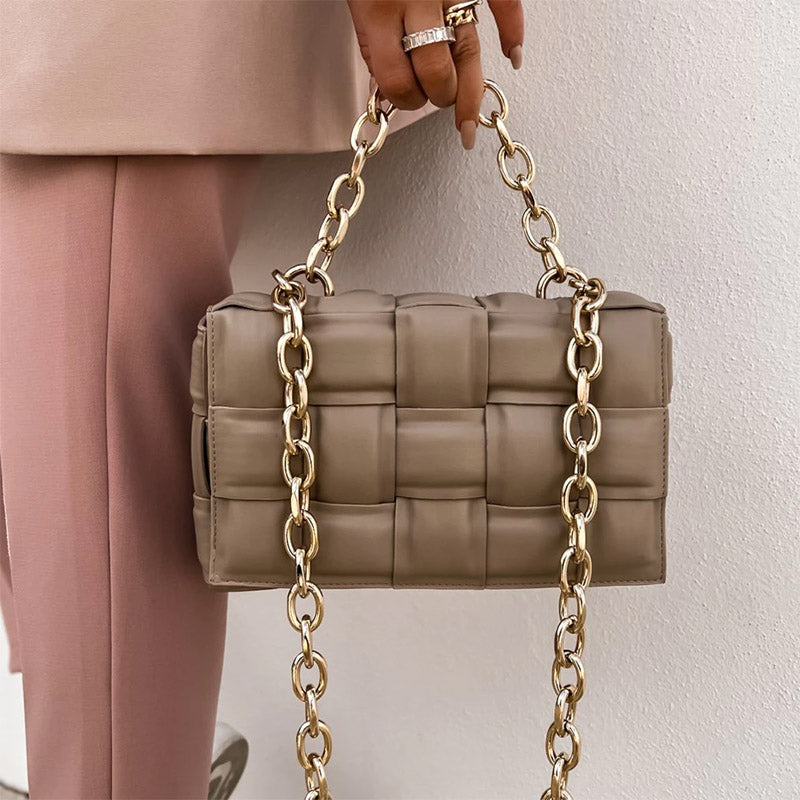 Classic Rhombic Pattern Pearl Chain Sheepskin Square Bag Women Simple High  Sense Camellia Lock Shoulder Bag Fashion Accessories - Storage Bags -  AliExpress