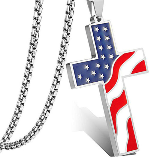 Hip Hop Flag Cross Necklace